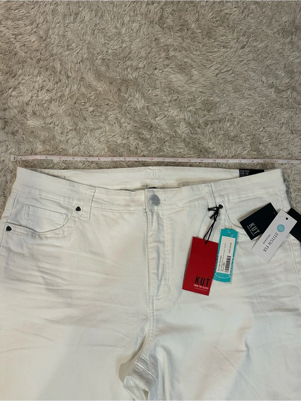 NWT Kut from the Kloth High Rise Fab Ab Straight Leg White Jeans - 18W